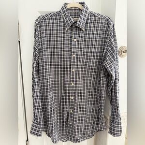 Peter Millar Navy and White Plaid Shirt crown fleece size medium